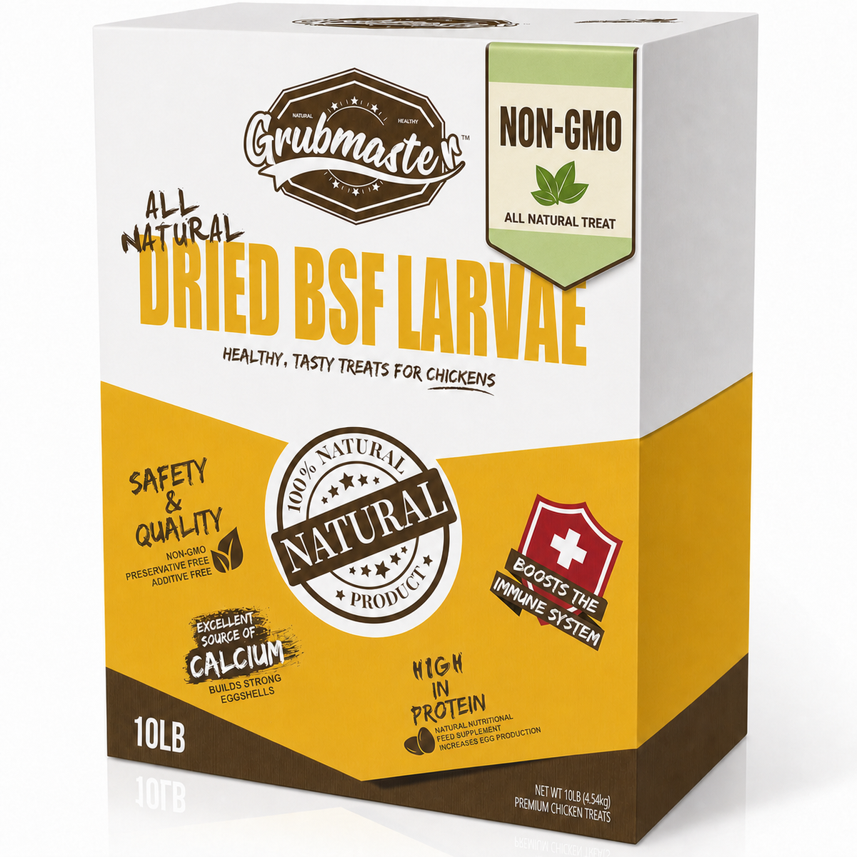 GRUBMASTER Dried Black Soldier Fly Larvae for Chickens, Natural Healthy Chicken Treats for Backyard Poultry - 10 lb. Bag