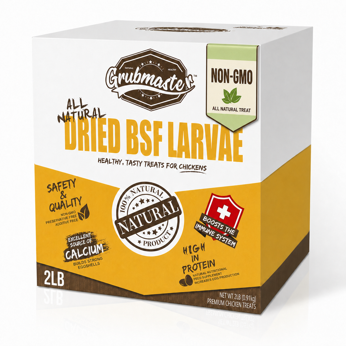 GRUBMASTER Dried Black Soldier Fly Larvae for Chickens, Natural Healthy Chicken Treats for Backyard Poultry - 2 lb. Bag