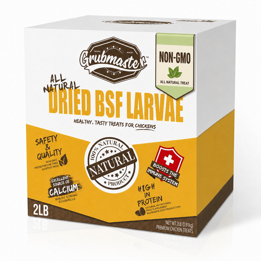 GRUBMASTER Dried Black Soldier Fly Larvae for Chickens, Natural Healthy Chicken Treats for Backyard Poultry - 2 lb. Bag