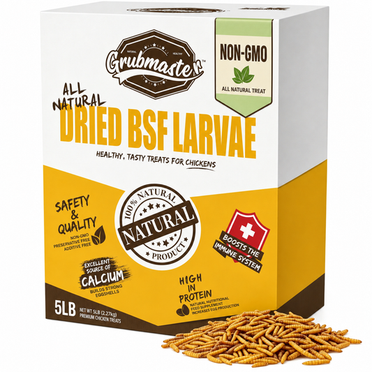 GRUBMASTER Dried Black Soldier Fly Larvae for Chickens, Natural Healthy Chicken Treats for Backyard Poultry - 5 lb. Bag